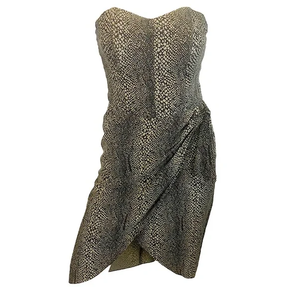 Contempo | Dresses | Vintage 9s Y2k Strapless Snakeskin Print Faux Wrap  Mini Dress | Poshmark